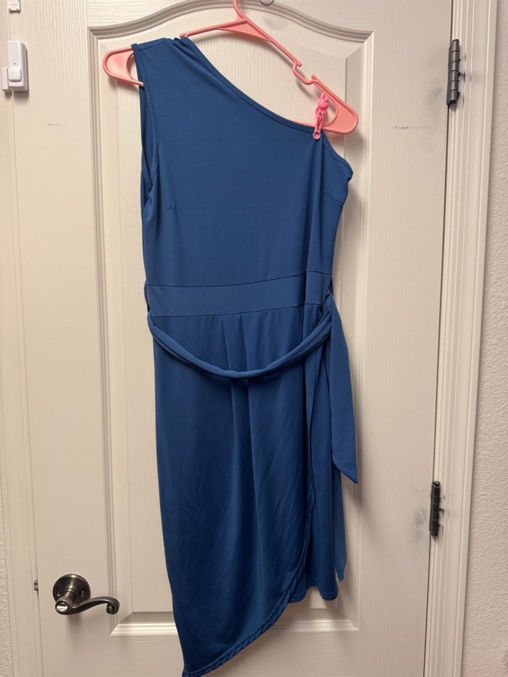 One-Shoulder Blue Asymmetrical Dress